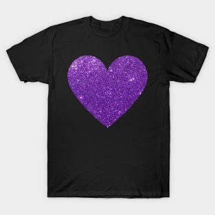 Purple Faux Glitter Heart T-Shirt